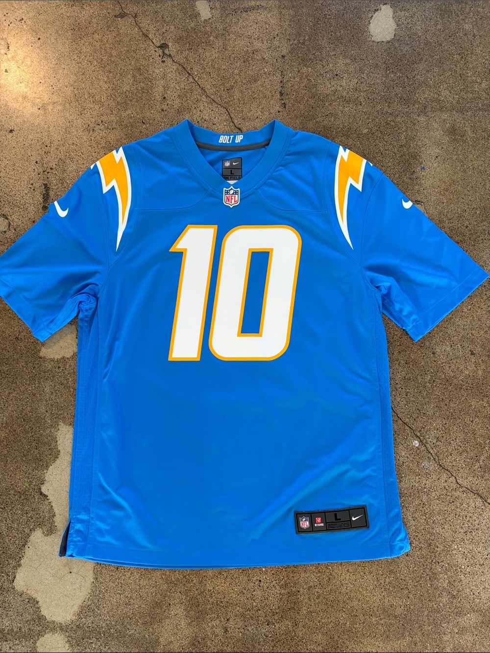 Nike Chargers Bright Blue #10 Football Jersey with Yellow Accents